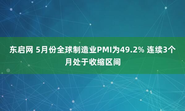 东启网 5月份全球制造业PMI为49.2% 连续3个月处于收缩区间